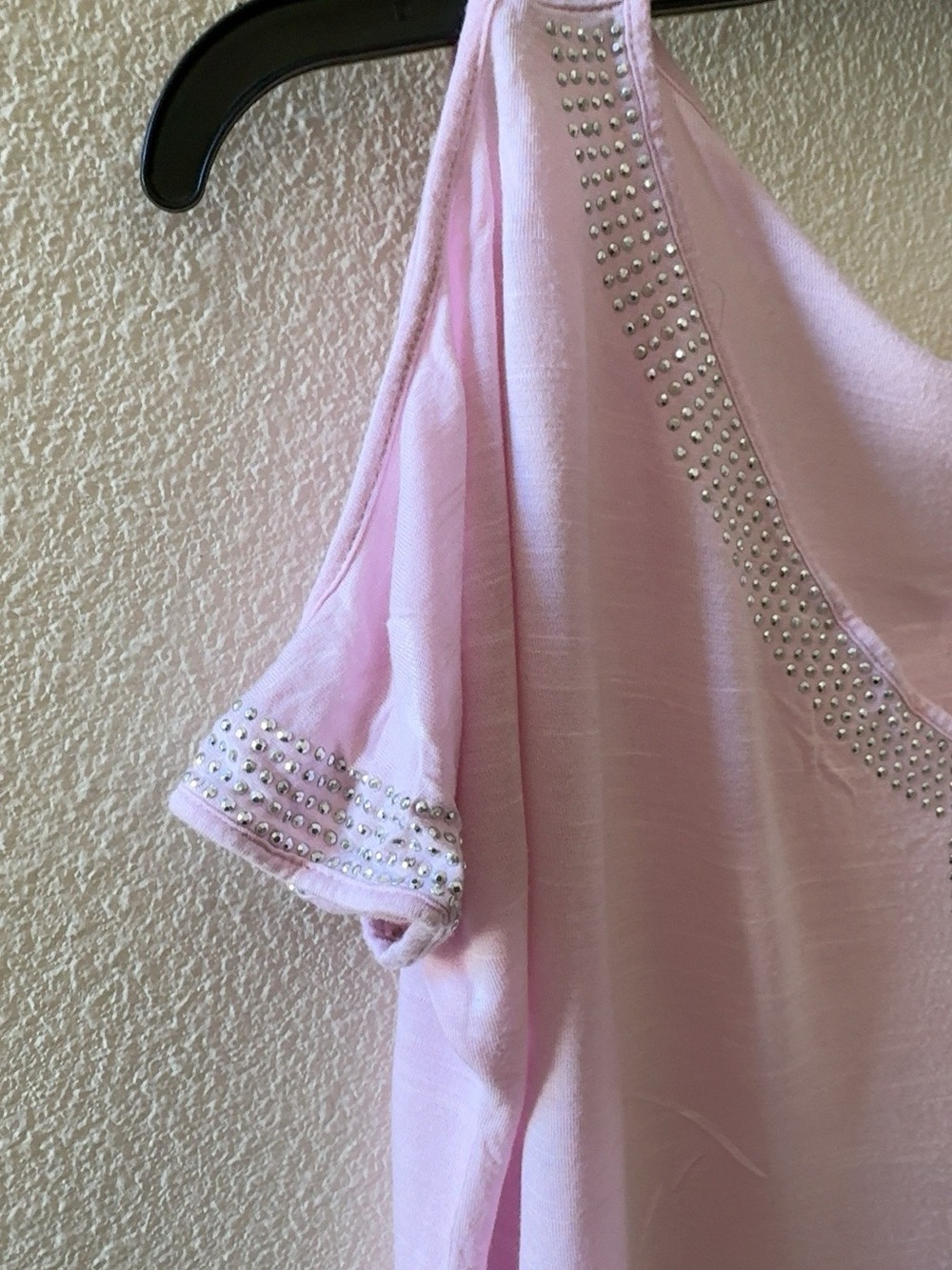 INC Pink Rhinestone Cold Shoulder Open Sleeve Top - Picture 4 of 6